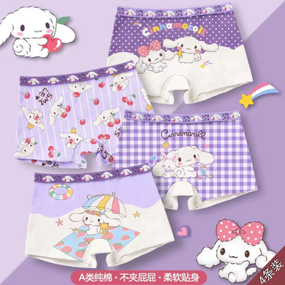 4Pcs/lot Cartoon Hello Kitty Kids Underpant Breathable Brie Sanrio Kuromi Cinnamoroll Boys Girls Underwear Cotton Boxer Shorts