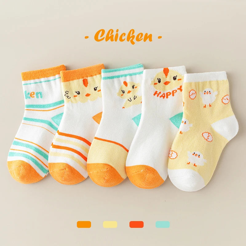 5Pairs Children's socks animal Print Comfortable Breathable Casual Soft Kids Socks thin socks for children носки летние детские