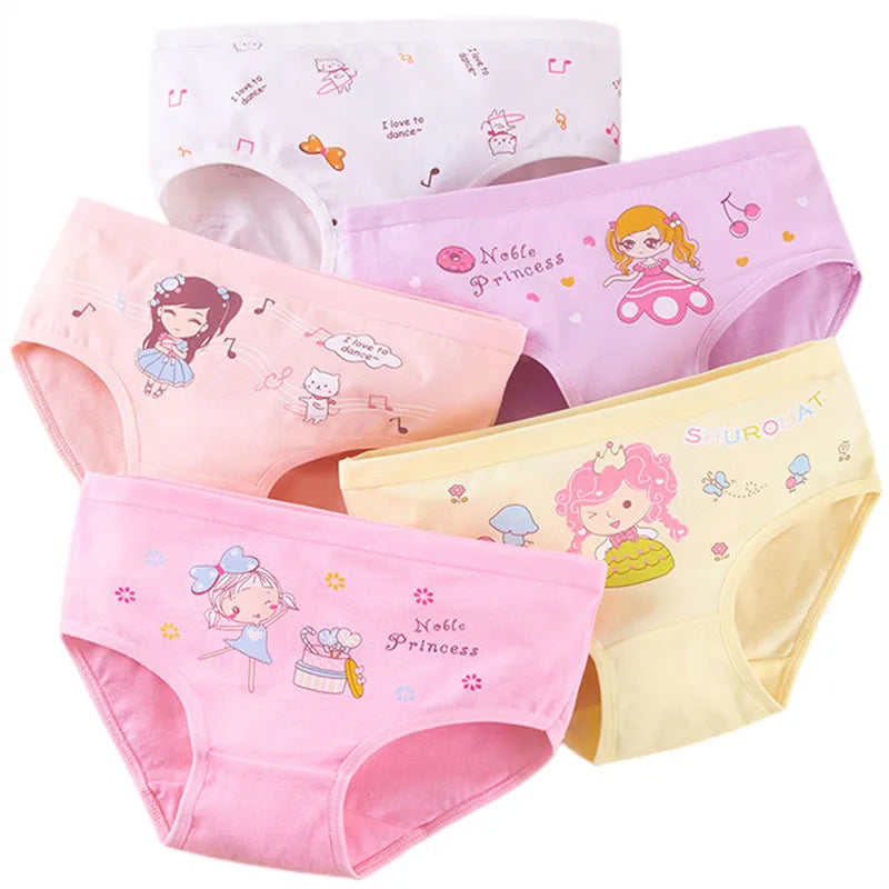 Girls Briefs Fine Cotton Underwear Cute Designs Printing Panties Kids Breathable Soft Healthy Underpants Girls Boxer 4pcs/Lot