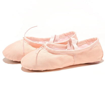 USHINE Girls Ballet Shoes Canvas Ballet Dance Slippers for Women Kids Children Practise Classic Split -Sole Adult Flat Dancing