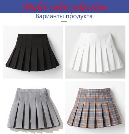 Girls High Waist Solid Pleated Mini Skirt for 4-12Y Girl Summer Korean Preppy Style Fashion Dance Skirts Student A-line Skirts