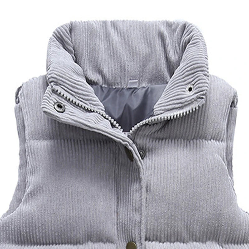 Corduroy Vests Kids Boys Girls Cotton Jackets Gray Outerwear Waistcoat Children Autumn Winter Thicken Warm Coat Casual Clothing