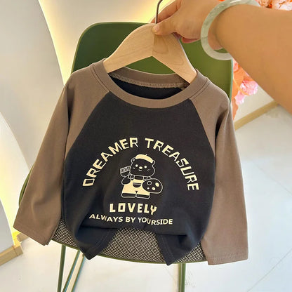 Children Warm T-shirt Spring Children's T-shirt Boys Girls Long Sleeve Base Coat Leisure Wear Boys Girls Tops Kids Clothes