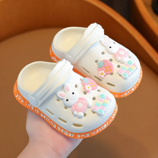 Kids Summer Outdoor Slippers Girl Baby Cartoon Pink Rabbit Antiskid Light Slippers Children Boys Cute Animal Sandals