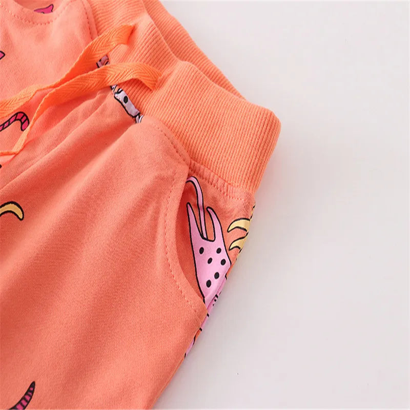 Jumping Meters New Arrival Cats Print Drawstring Boys Girls Sweatpants Full Length Children's Clothes Trousers Pants Animals