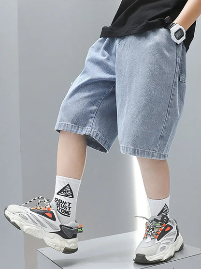 Boys light denim shorts loose fit light summer