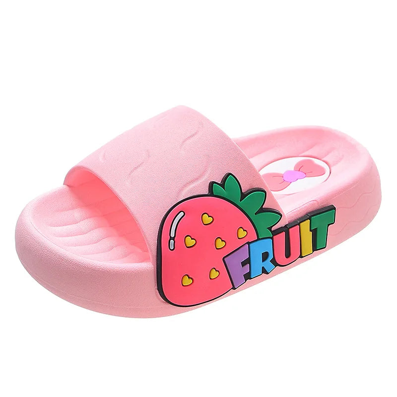 Girls Slippers Summer Cartoon Fruit Kids Shoes Non-slip Platform Slides Baby Boys Bathroom Flip Flops Comfortable Home Slippers