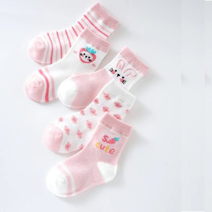 5Pairs Baby Socks Newborn Baby Boy Cute Short Sock 0-1-3-8Y Kids Cotton Toddler Cartoon Soft Children's Sports Socks for Girls