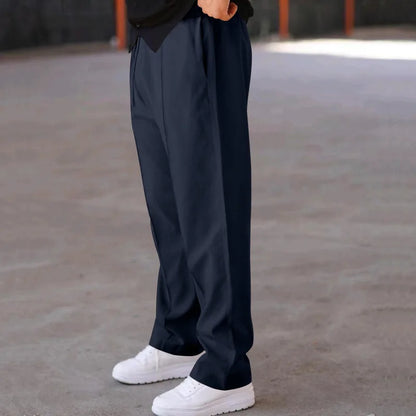 Spring Autumn New Men Sweatpants Korean Fashion Sportswear Drawstring Wide Leg Straight Track Pants Cotton Casual Loose Trousers