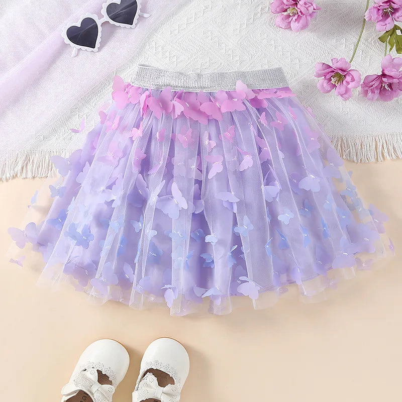 Baby Girls Tutu Fluffy Skirt Toddler Princess Ballet Dance Tulle Butterfly Kids Skirt Cute Girl Elastic Clothes Pettiskirt Skirt