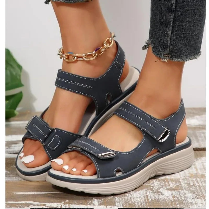 New Elegant Women Genuine Leather Sandals Women's Sport Style Lightweight Plus Size Slippers Women Sandals Plus Size 43