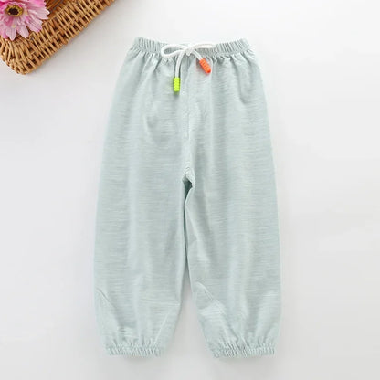 Children Pants Summer Cotton Thin Breathable Prevent Mosquito Candy Color Kids Boys Girls Baby Pants