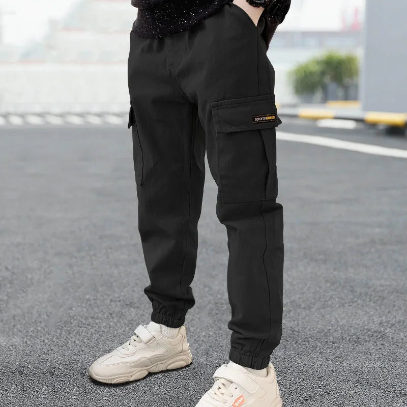 2024 New Spring Autumn Boys Pants Casual Long Style Trousers For Kids 3- 12 Years Old Teenage Children Sport Outdoor Pants