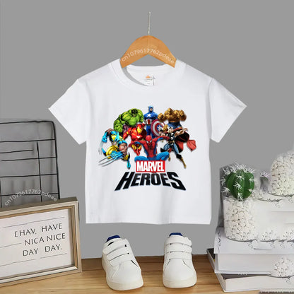 Superhero Teen 100% Cotton T-shirt Children's small cartoon print casual cotton T-shirt for boys and girls Baby comfortable shor