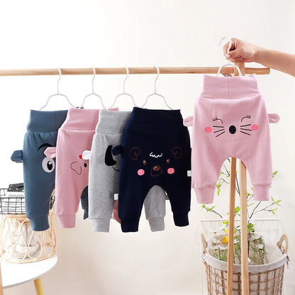 Baby Cute Pants Boys Girl Cartoon High Waist Protection Belly Children Toddler Spring Autumn Newborn Trousers