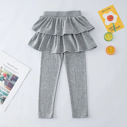 Girls' Leggings Spring and Autumn Styles Children's Fake Two-piece Pantskirt  Wearing Elastic Skirt Pants for  Girls Outside