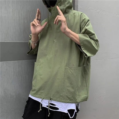 Summer Thin Section Hoodies Men's Solid Color Casual Couple Hooded Sweatshirt Men Streetwear Loose Hip Hop Short Sleeve Hoodie