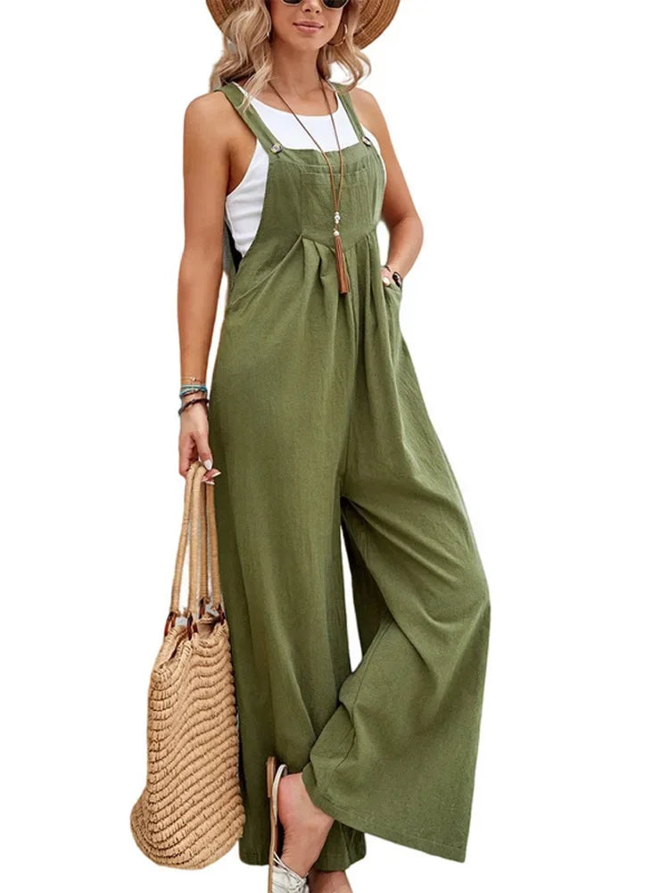 Women Loose Fit Fashion Overalls Wide Leg Baggy Bib Overalls Jumpsuit Dungarees Summer Jumpsuit Casual Elegant Overalls Summer