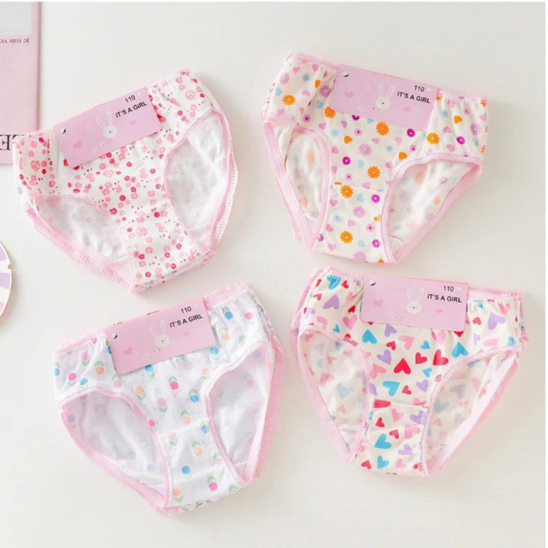 4 Pieces/Lot 2-10Y Children Underwear Cotton Girls Panties Cute Cat Pattern Kids Boxer Briefs Child Soft girl Pants