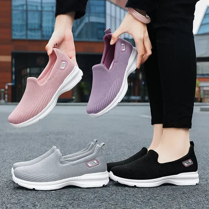 2024 Spring and Summer Women's Tennis Shoes Lazy Mom Shoes Soft soled Breathable Casual Middle aged and Elderly Lightweight and