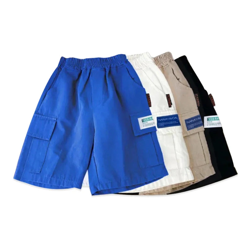 Kids Summer Cargo Pants Shorts For 2-12T Child Elastic Trouser Boy Summer Pants Teen Loose Pants Boys Shorts Sweatpants 남아 여름 바지