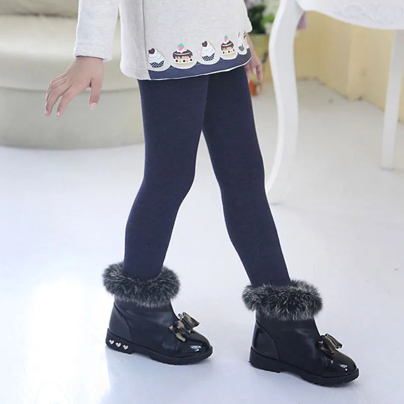 Girls Leggings Thermal Tights Winter Children Kids Thick Warm Stretch Pants