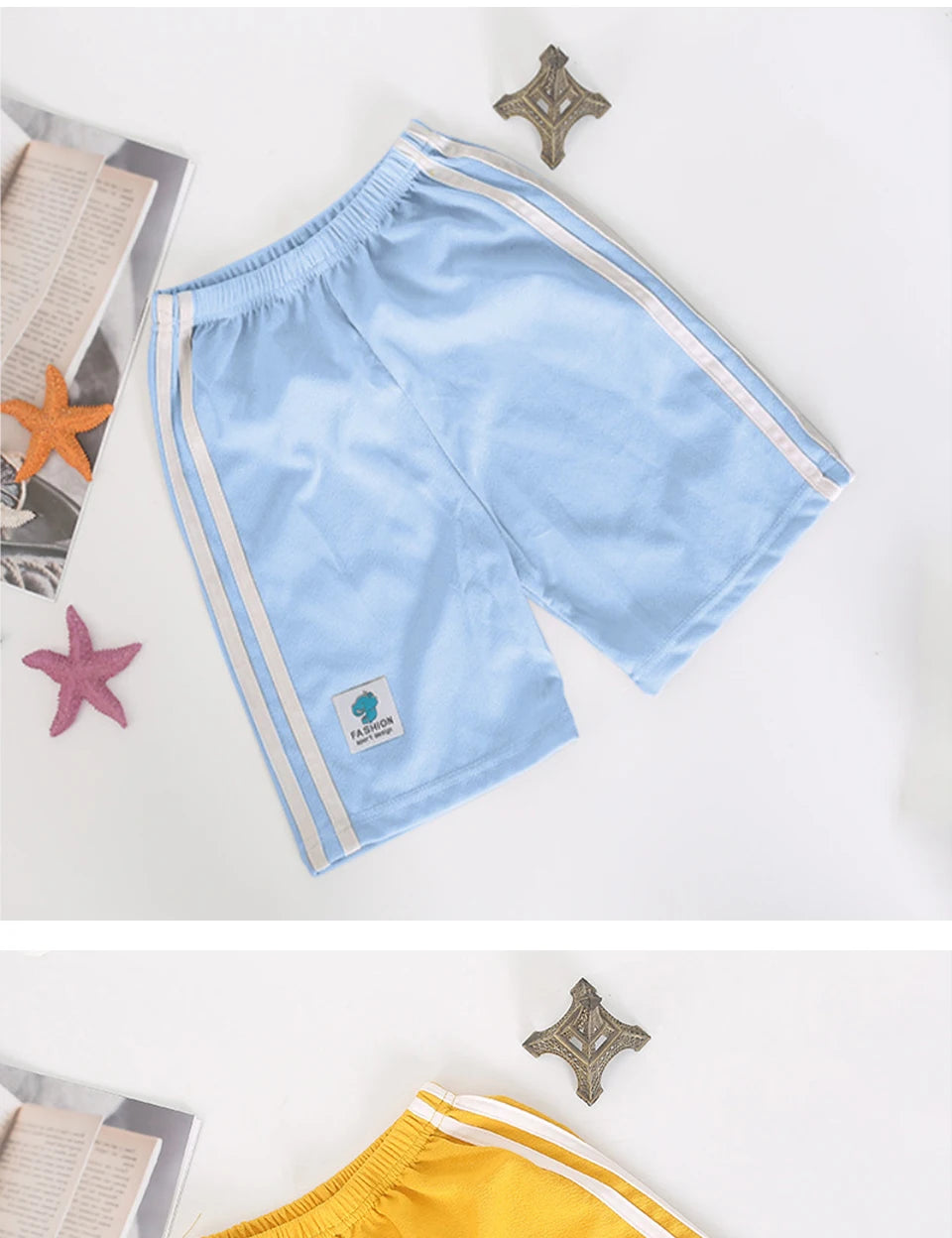 LJMOFA Girl Boy Summer Shorts Multicolor Fashion Comfortable Breathable Stripe Sport Shorts Child Casual Pants for Kids D315