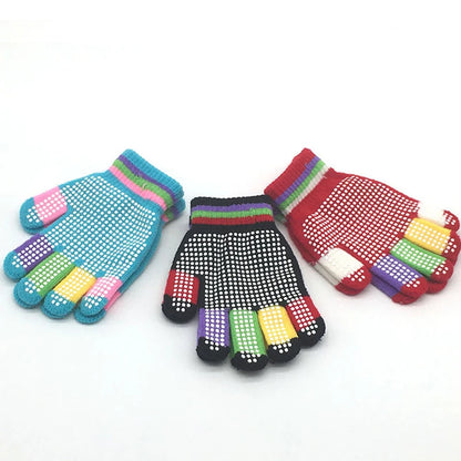 6 Colors Winter Keep Warm Knitted Kids Gloves Children Girl Boys Soft Non-slip Full Finger Mittens Wrist Gloves Wholesale