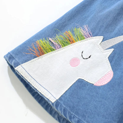 Little maven Girls Skirt Summer Unicorn Rainbow Denim Skirt Lovely Clothes Cotton for Toddler Infant Skirt Dress Kids Clothes