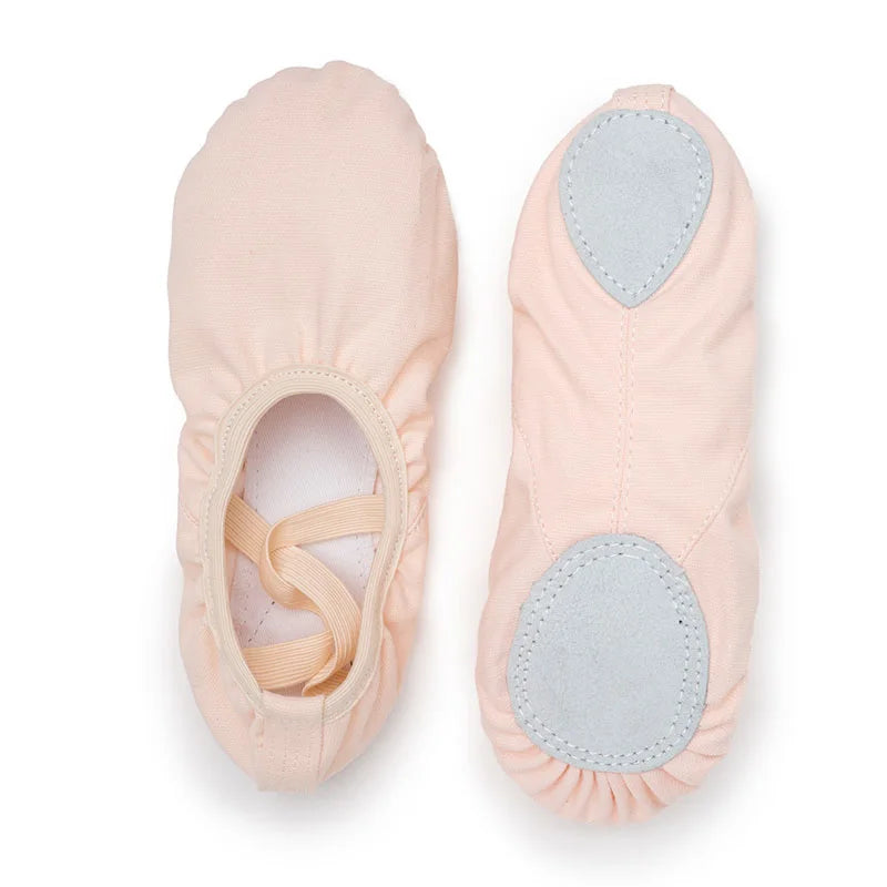 USHINE Girls Ballet Shoes Canvas Ballet Dance Slippers for Women Kids Children Practise Classic Split -Sole Adult Flat Dancing