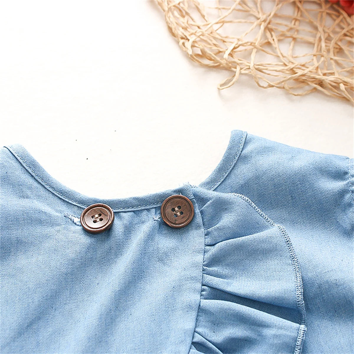 Summer New Baby Top Simple Blue Girls' Top Korean Style Sweet Children's Sleeveless Clothes (0-3 Years Old)