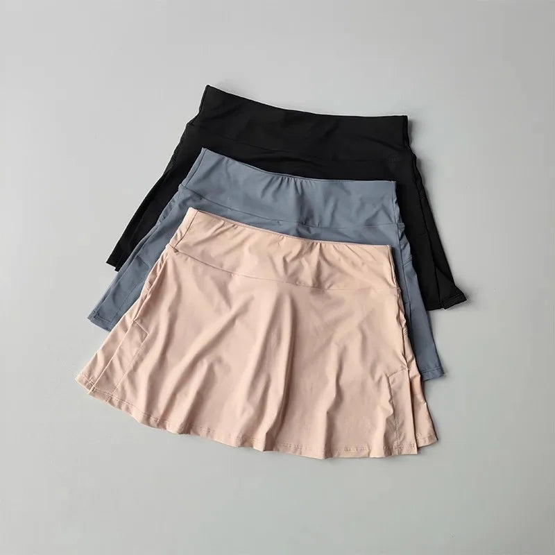 Women Sports Yoga Skirt Badminton Tennis Skirt Pants High Waist Double Layer 2 In 1 Sport Skirt Sexy Fitness Yoga Dancing Skirt