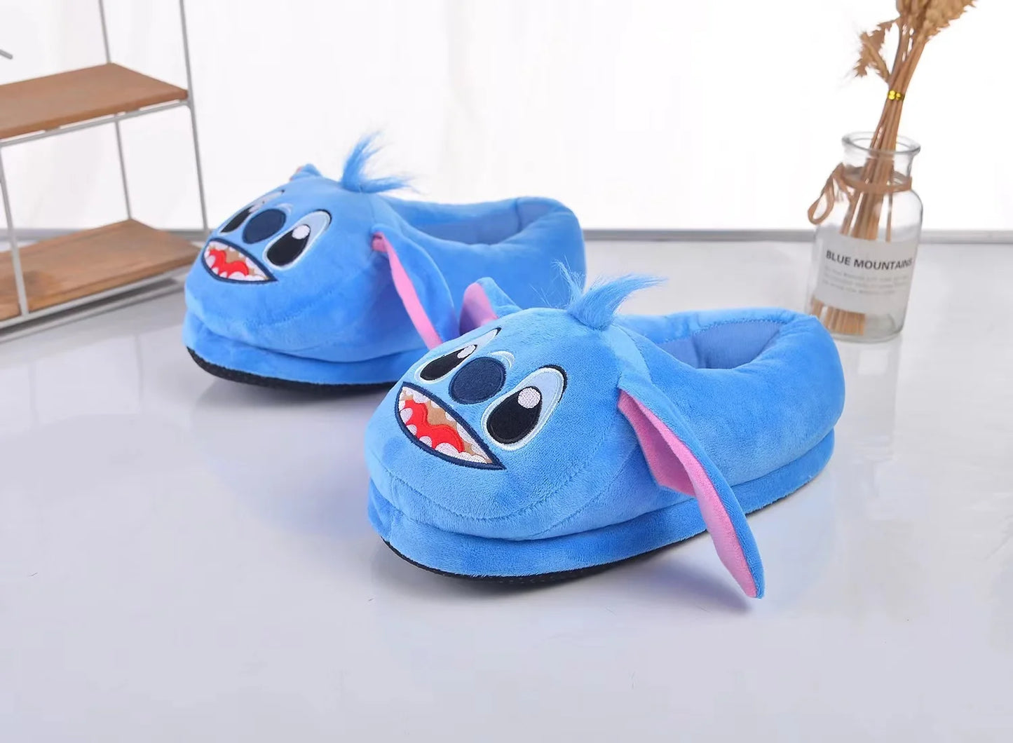 Disney Stitch Cotton Slipper Anime Cartoon Model Winter Warm Indoor Shoes Toys Plush Stuffed Home Slippers Baby Birthday Gifts