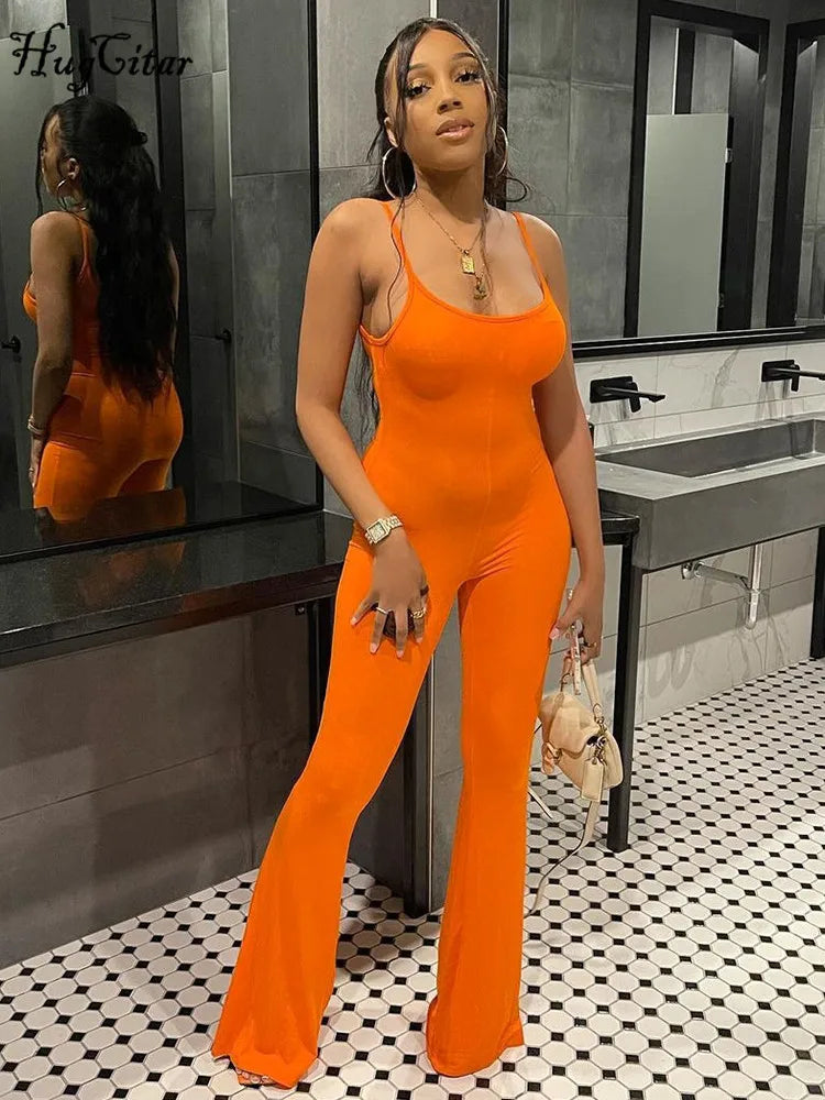 Hugcitar Solid Sleeveless Slips Sexy Bodycon Skinny Jumpsuit 2023 Spring Women Fashion Y2K Streetwear Overalls Wholesale Items