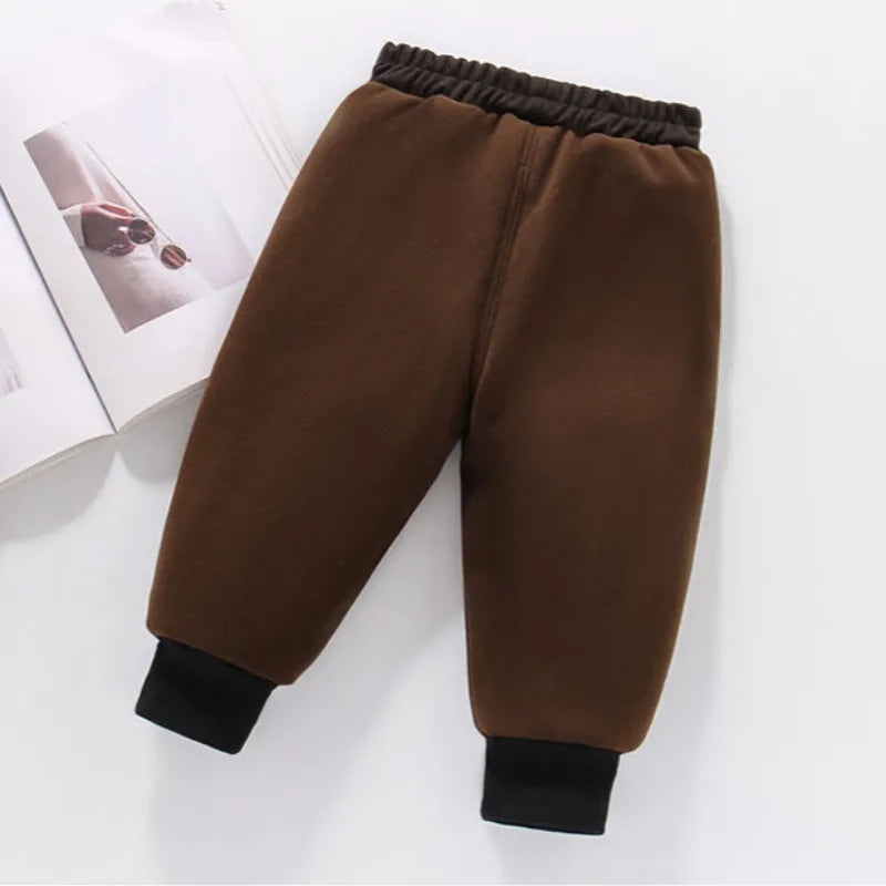 Winter Kids Thick Sweatpant Boys Fleece Warm Jogger Sporty Trousers Autumn Girls Solid Ankle-Length Harem Pant 3+y Child Clothes