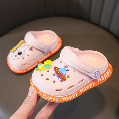 Kids Sandals Hole Children's Shoes Slippers Soft Anti-Skid Cartoon DIY Design Hole Baby Shoes Sandy Beach For Boys Girls