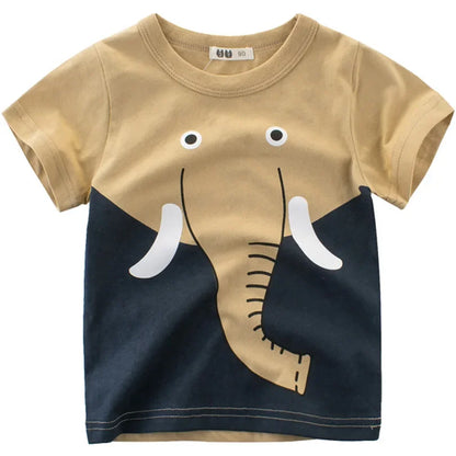 2024 Cartoon Print Baby Boy Dinosaur T Shirt For Summer Infant Kids Boys Girls Lion T-Shirts Clothes Cotton Toddler Letter Tops