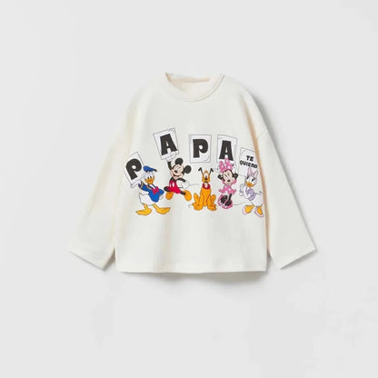 Cartoon Cute Disney Printed Kids Long Sleeve T-shirts Tops Round Collar Pullover Children Sweatshirt Autumn Clothing Girl Blouse