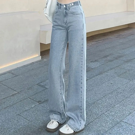 Denim Jeans Women Casual Fashion Design Pants Loose Straight Brand Pink Blue Black Four Season Dropship