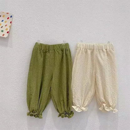 Children's Thin Pants Baby Girls Chiffon Trousers Kids High Waist Anti-mosquito Pant 2024 Summer Korean Style Clothing