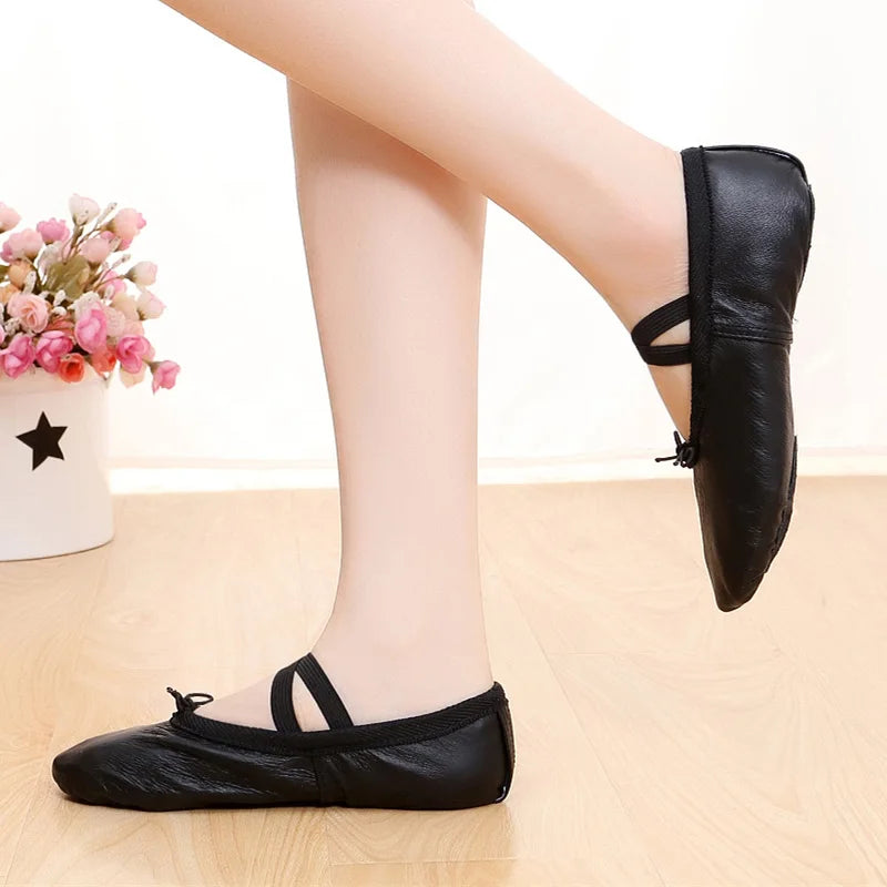 Genuine Leather Ballet Shoes Soft Bottom Breathable Ethnic Belly Dancing Shoes For Women Girls Exercise Cat's Claw Shoes