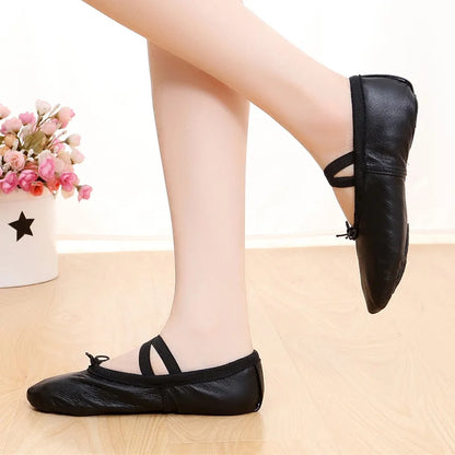 Genuine Leather Ballet Shoes Soft Bottom Breathable Ethnic Belly Dancing Shoes For Women Girls Exercise Cat's Claw Shoes