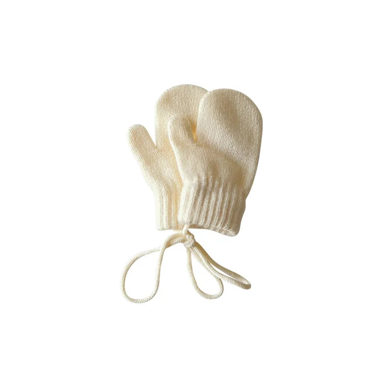 Candy Color Woolen Baby Gloves Winter Halter Mittens for Children Girl Boys Kintted Kids Mitten Warm Infant Accessories 2024 New