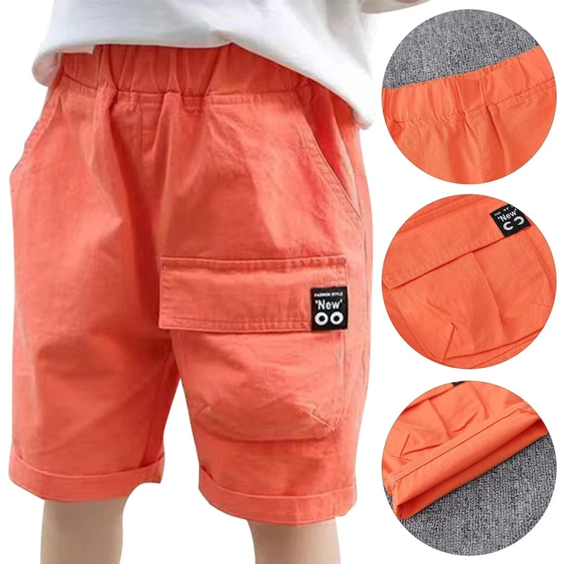 Children's Boy Shorts Casual Loose Pants Kids Solid Color Boys Trousers Teenager Fashion Sports Mid-Short Trousers Pants