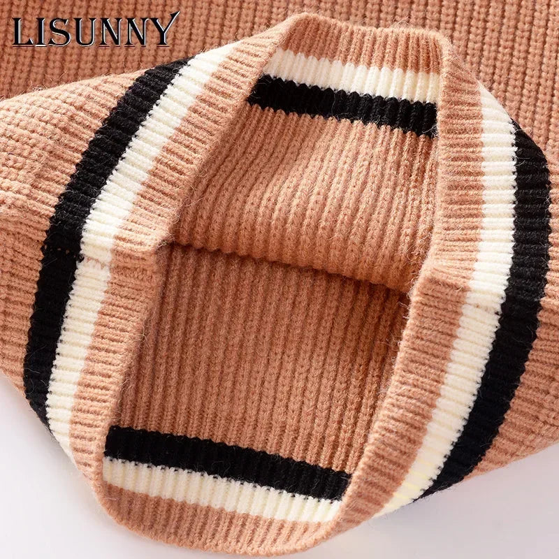 Autumn Winter 2024 Baby Boys Sweater Children knitted Clothes Kids Pullover Jumper Toddler Striped European American Style Boy