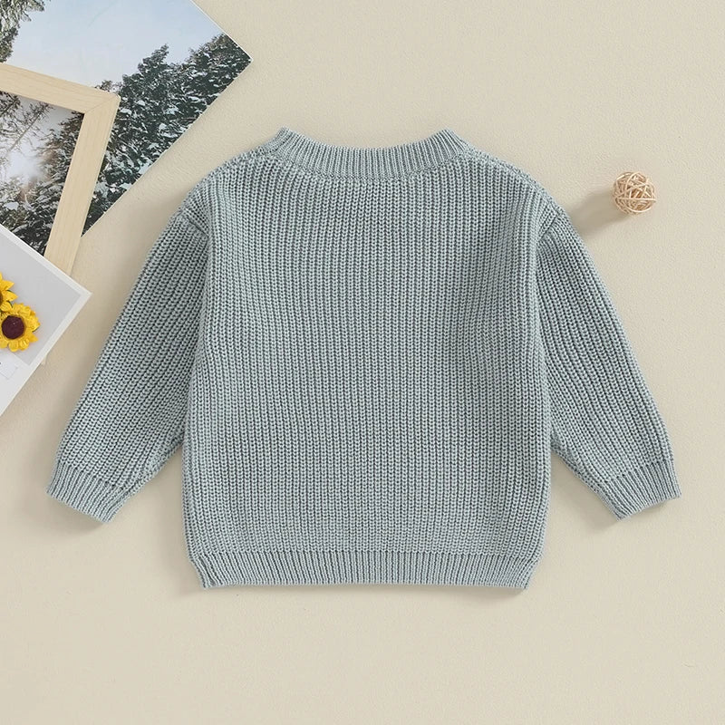 0-5Years Toddler Baby Spring Autumn Sweater Solid Color Knit Long Sleeve Round Neck Knitwear Pullover Girls Boys Casual Tops