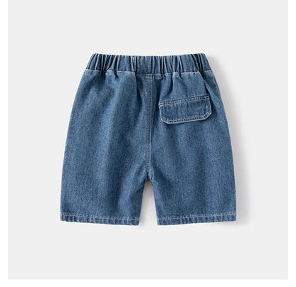 Summer Children Boys Denim Shorts Kids Elastic Waist Pants Toddler Baby Knee Length Trousers for 2-6Y