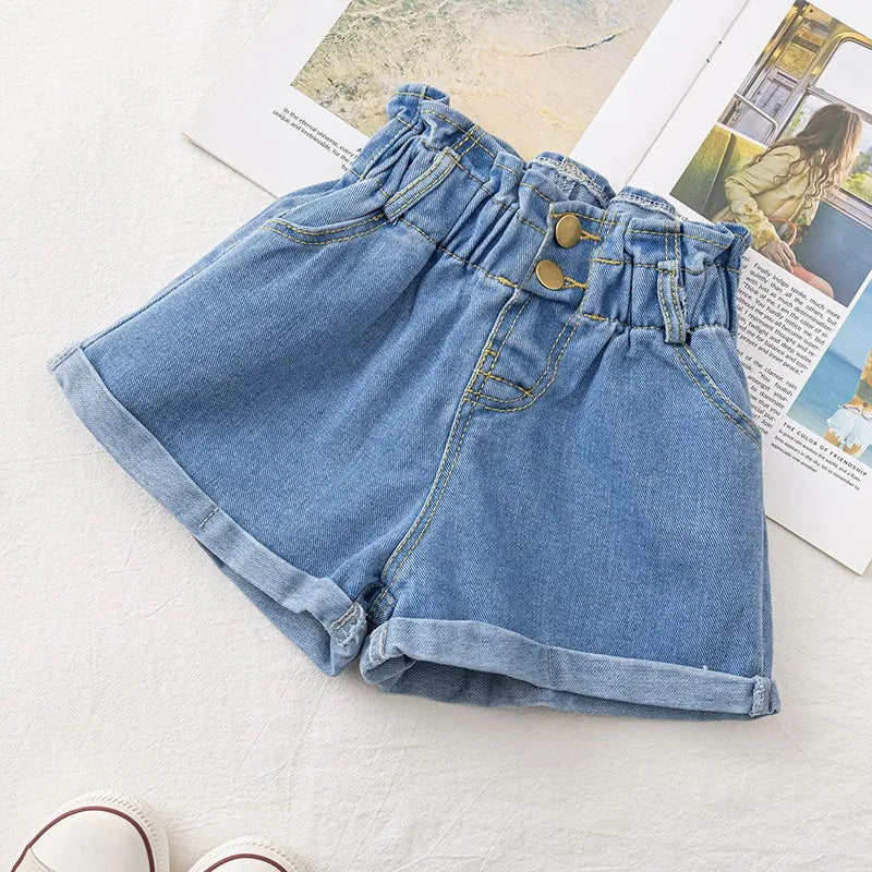 2023 New Girls' Summer Fashion Denim Shorts For Girls Children Clothing Korean Fashion Versatile Jeans With Pockets 2-8 Years