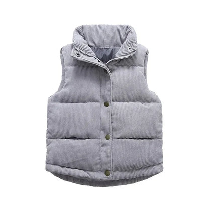 Kids Warm Vest  Winter Girls Boys Thicken Waistcoat Corduroy Outerwear Vest Children Teens Cotton Jackets Vest For 2-10 Years