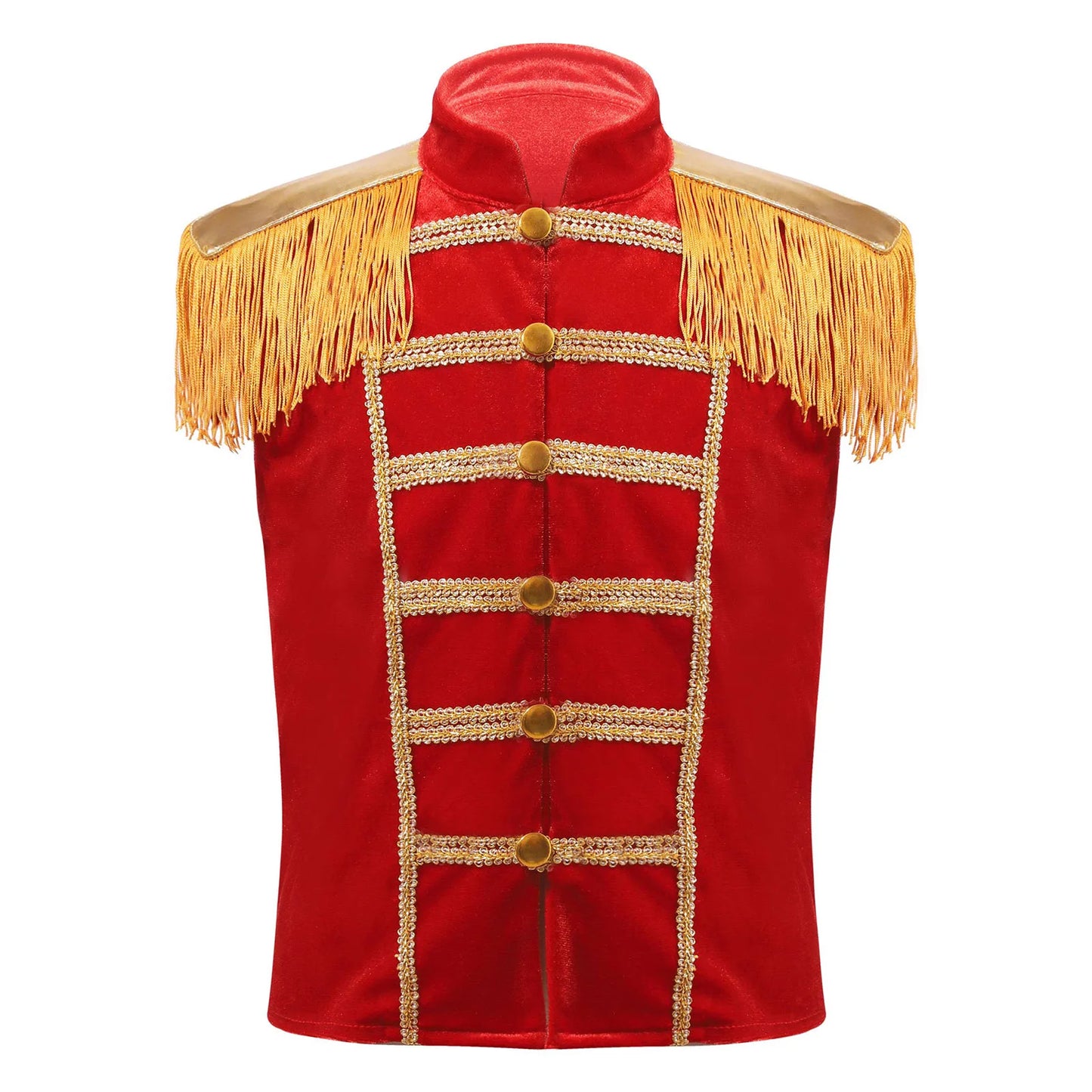 Kids Boys Marching Band Halloween Costume Military Style Drummer Parade Waistcoat Sleeveless Vest Carnival Party Performance